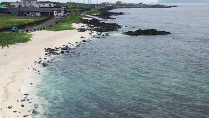 4K原素材-航拍济州岛牛岛珊瑚沙海水浴场