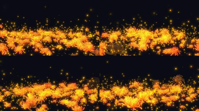 4K金色菊花金色粒子海洋背景素材