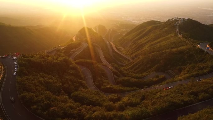 陕西临潼骊山最美环山路航拍