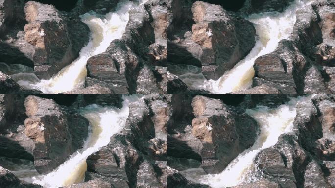 瀑布水流水花岩石