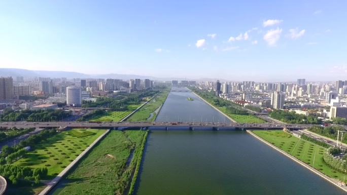 太原市汾河公园鸟瞰航拍