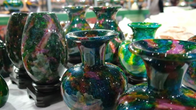 彩釉陶瓷花瓶容器装饰摆件