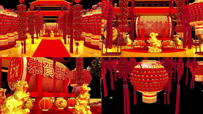 2020鼠年春节开门红红灯笼中国结素材