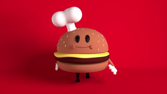 汉堡包食物角色模型走路卡通动画c4d