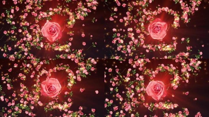浪漫唯美粉玫瑰金色粒子粒子舞台背景