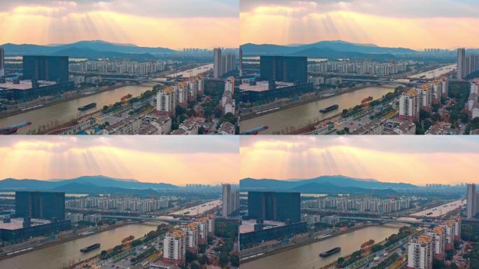 4K航拍京杭运河大运河视频素材