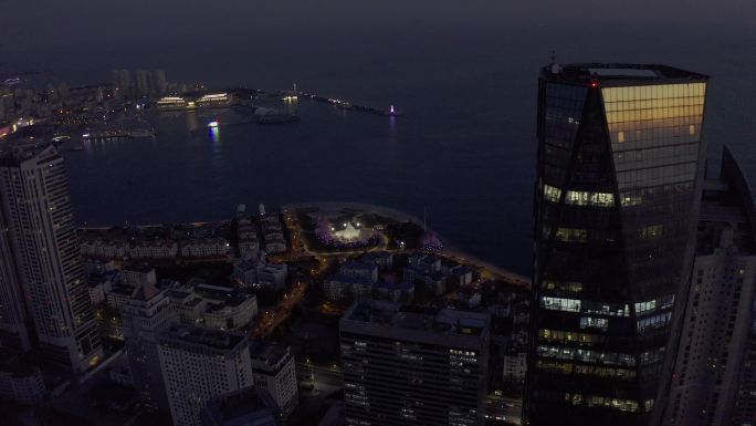 4K-原素材-青岛夜景航拍