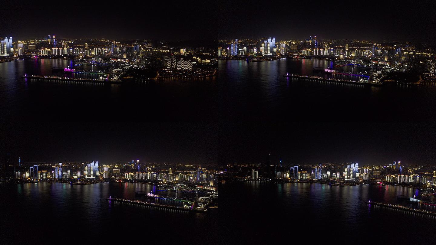 4K-原素材-青岛城市灯光夜景航拍