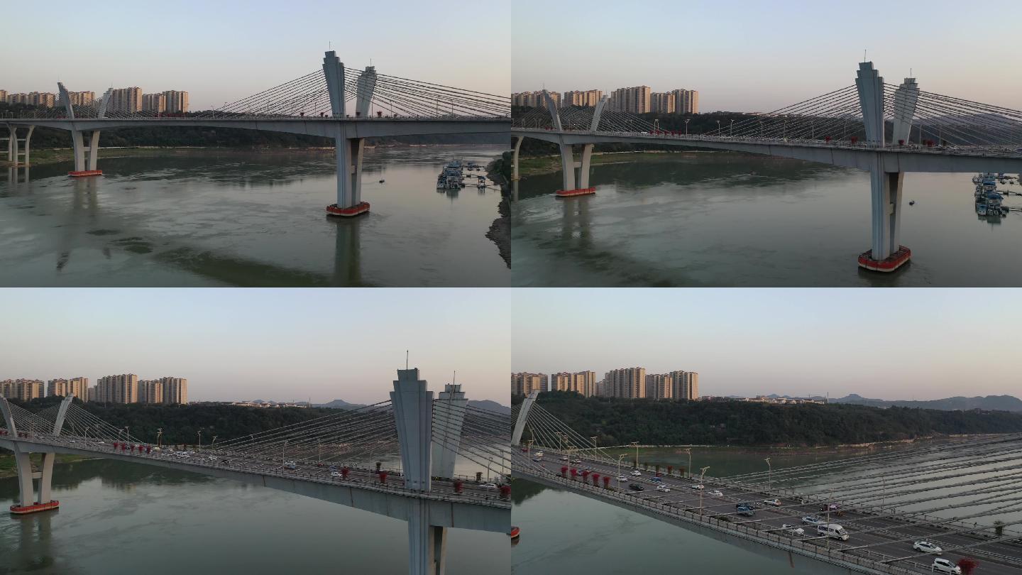 泸州航拍江阳区国窖长江大桥