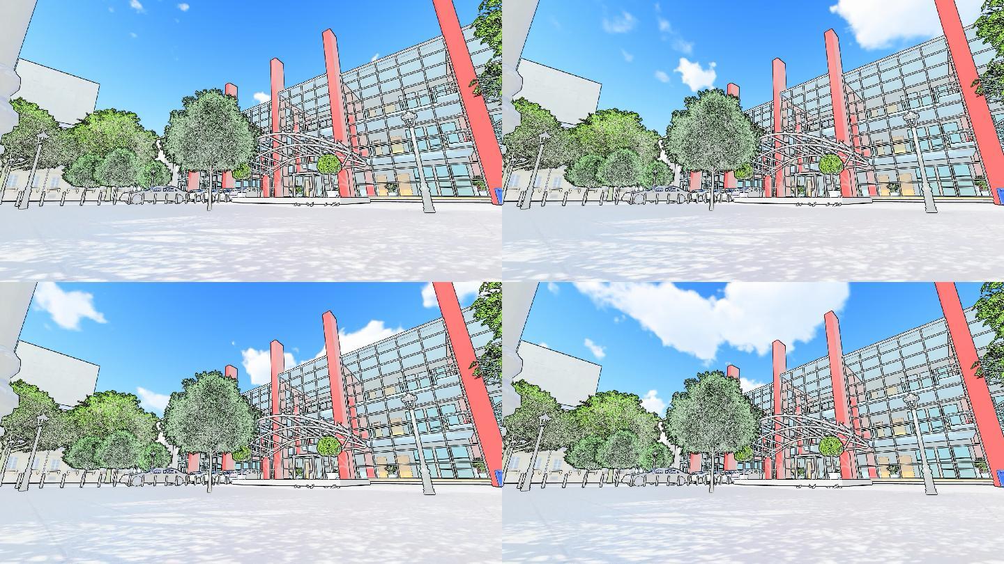 动漫二次元学校阁楼办公楼 19x1080 高清视频素材下载 编号 舞台背景 Vj师网www Vjshi Com