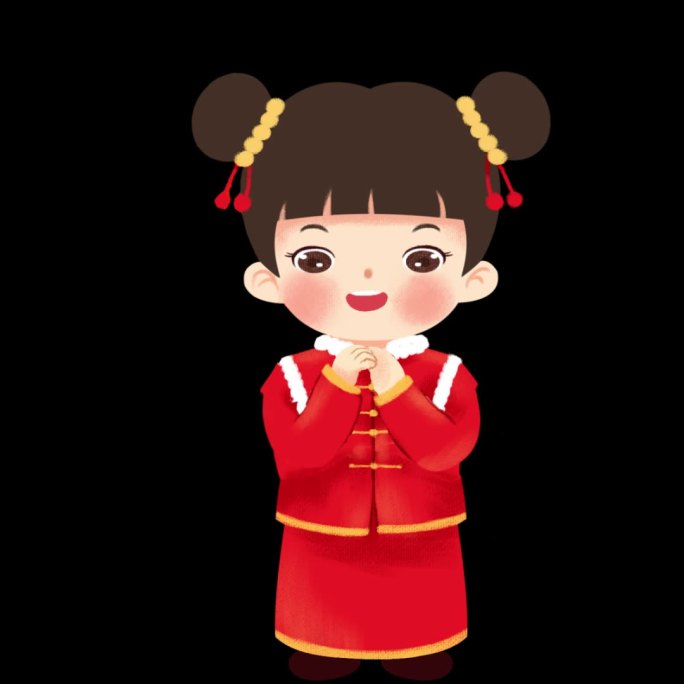 中国风传统吉祥拜年女孩视频素材