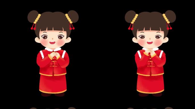 中国风传统吉祥拜年女孩视频素材