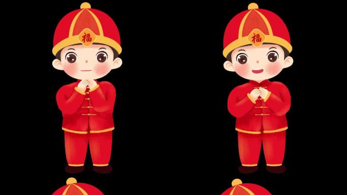 中国风传统吉祥拜年男孩视频素材