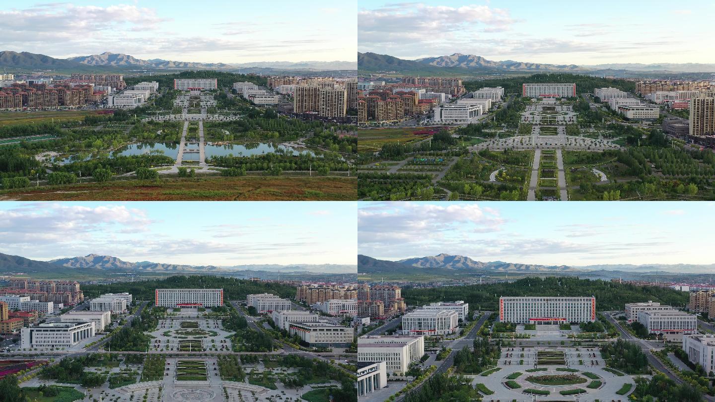城市政府广场航拍内蒙古赤峰市