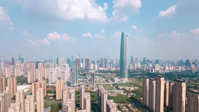 武汉中心蓝天白云航片延时4K