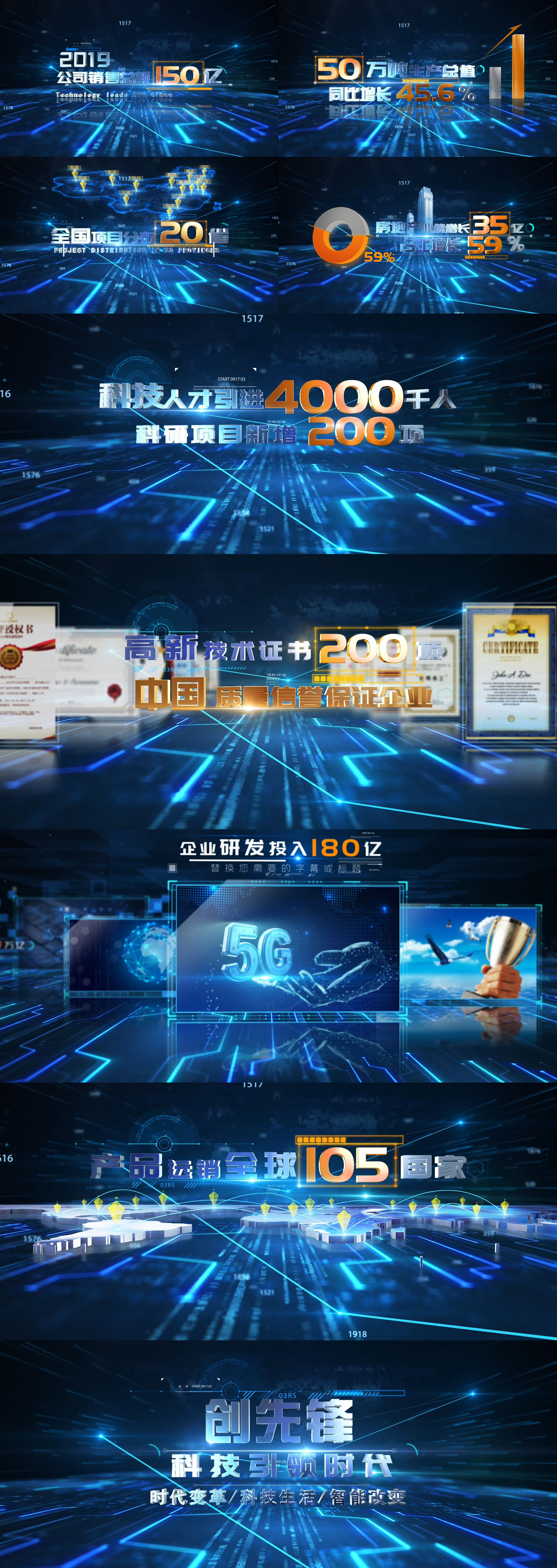 原创企业年度科技数据图标文字总结