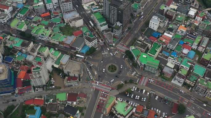 4K原素材-航拍济州岛西归浦市全景