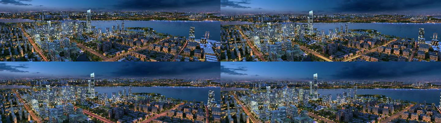 4K三维动画建筑漫游城市夜景三维夜景