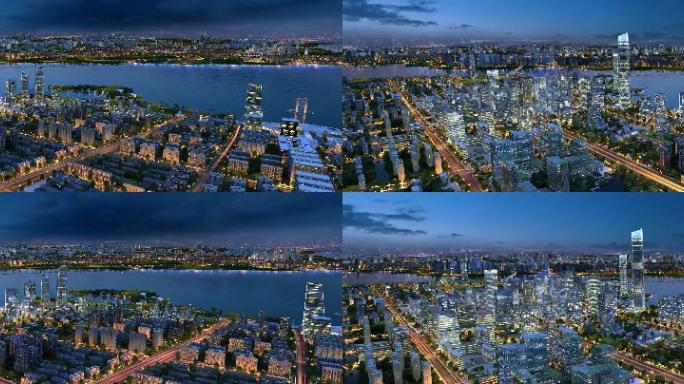 4K三维动画建筑漫游城市夜景三维夜景