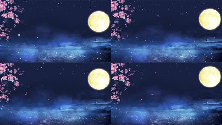 中国风唯美月色、中秋月圆动态背景视频