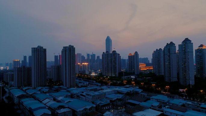 武汉城市夜景航拍长镜头