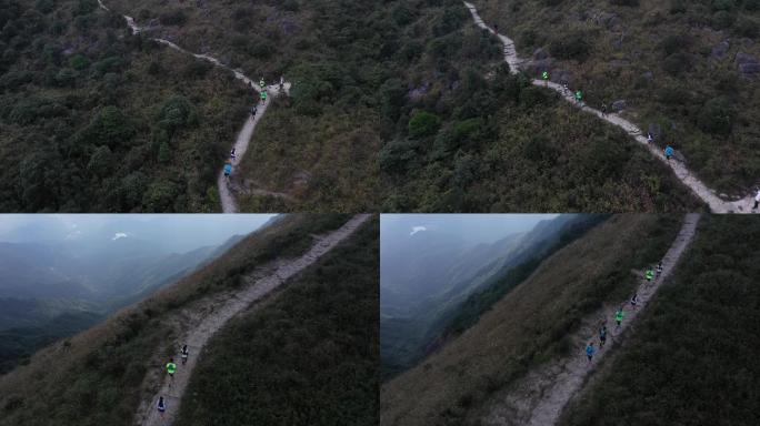 4K航拍跑步徒步山林山间