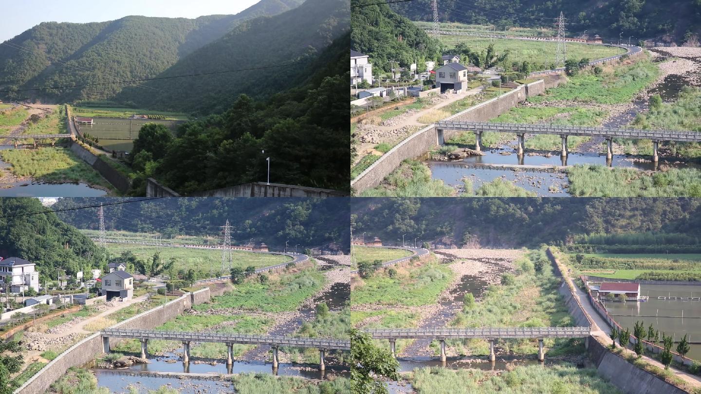 青山绿水乡村公路小溪小河桥梁小桥流水人家