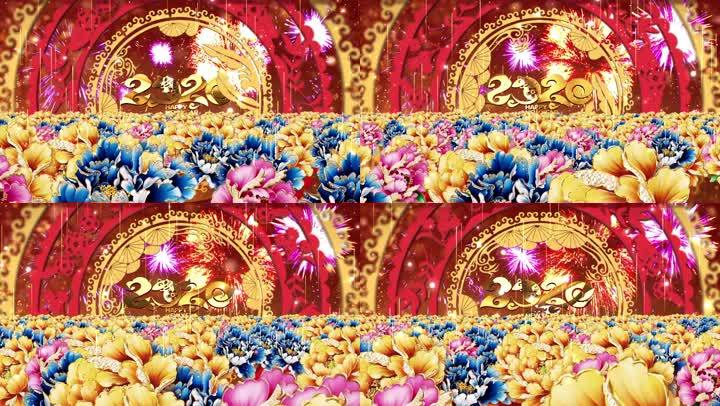 牡丹花海鼠年舞臺背景2