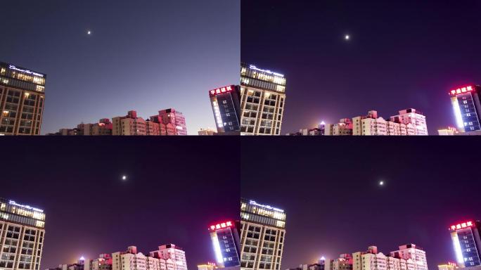 夜空延时月亮星星