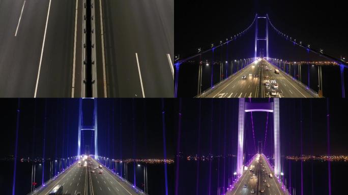 4K航拍大桥广州南沙大桥夜景2