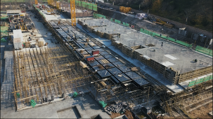 【4K】建筑工地塔吊混凝土施工航拍
