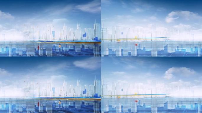 城市天空新闻led大屏背景循环动画素材
