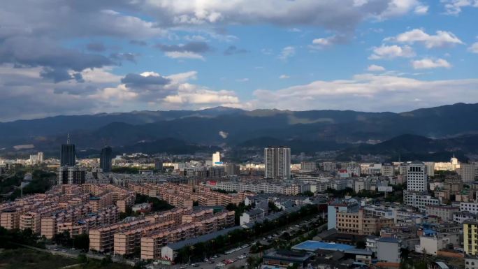云南临沧城市航拍移动延时