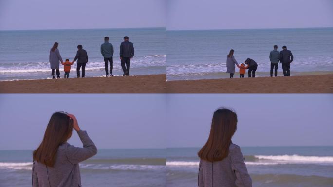 一家人在海边