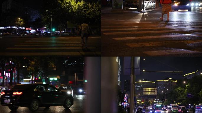 （超清原创）夜晚的马路街道空镜头