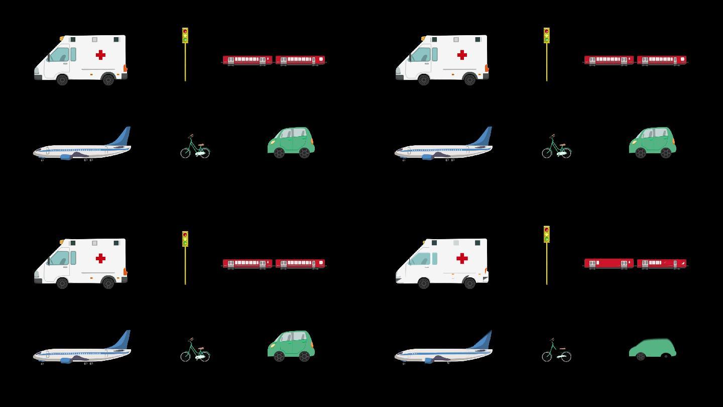 12种MG卡通交通工具动态元素视频