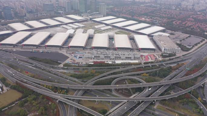 4K-原素材-上海新国际博览中心航拍