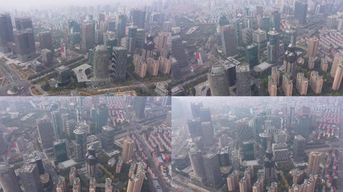 4K-原素材-上海高楼大厦航拍