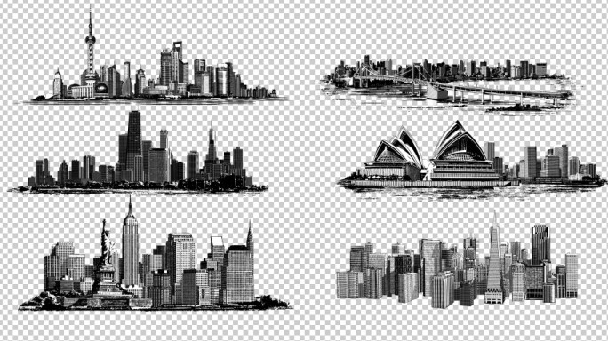 15款剪影城市出现动画特效元素