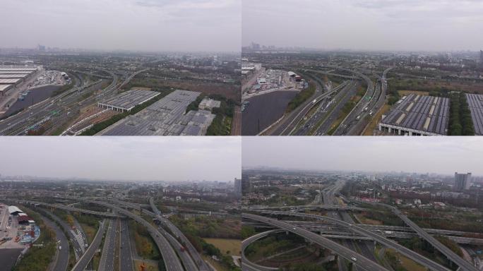 4K-原素材-上海张江立交桥航拍