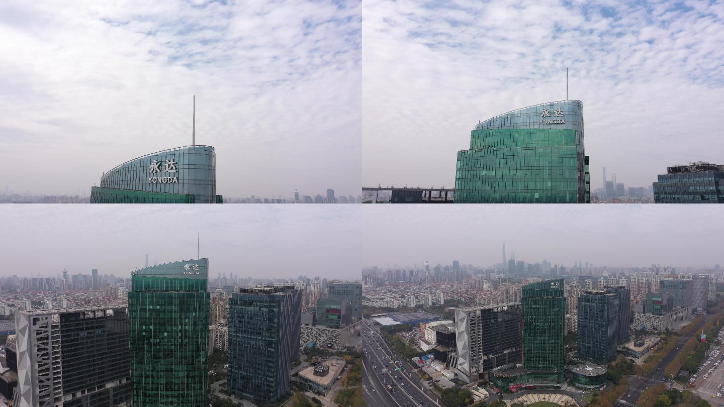 4K-原素材-上海永达国际大厦航拍