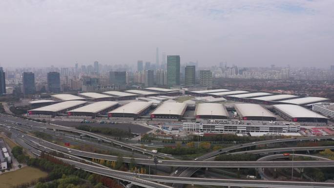 4K-原素材-上海新国际博览中心航拍