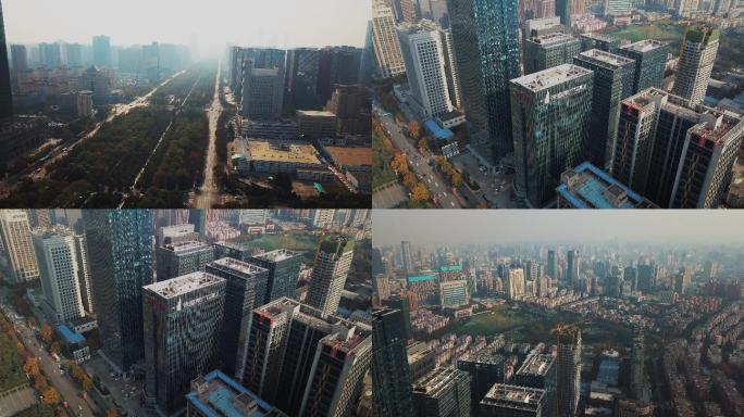 【4K】西安禾盛京广中心城市航拍雾霾