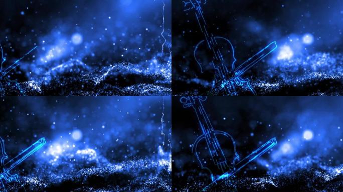 蓝色背景线条小提琴
