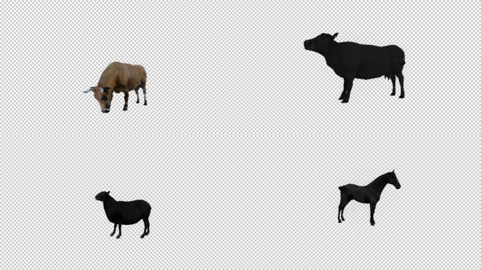 动物通道素材包（牛，羊，猪，马）