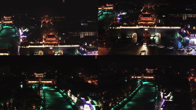 世界三遗城市都江堰宣化门4k航拍一组原创