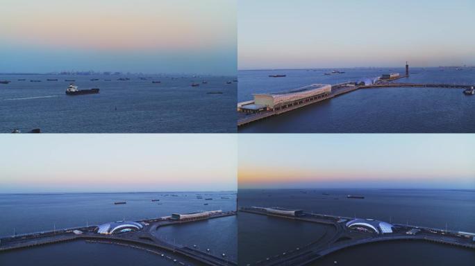 上海市吴淞口国际轮渡中心航拍4K