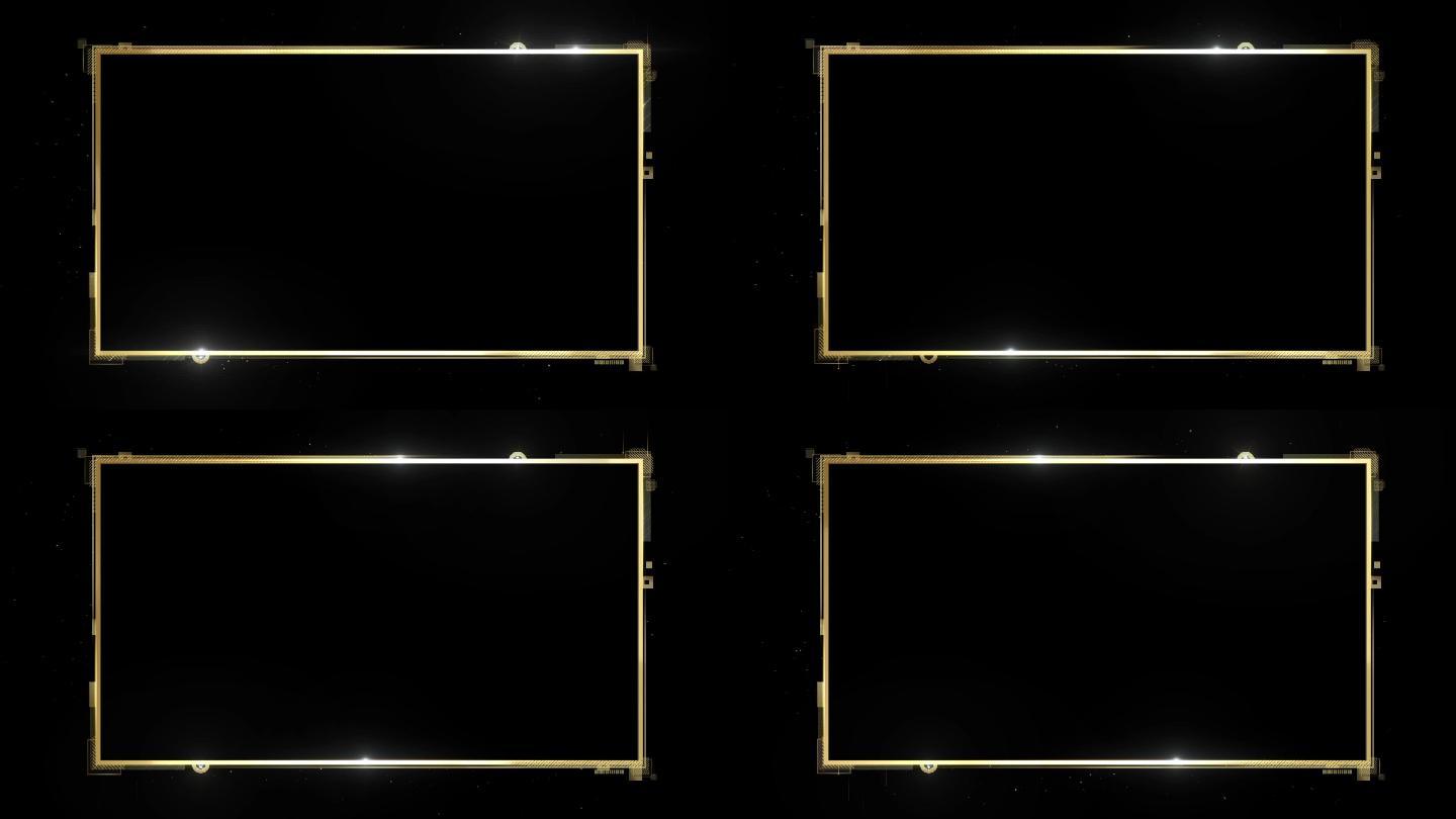 金色设计感视频分屏包框AE模板可分层光效