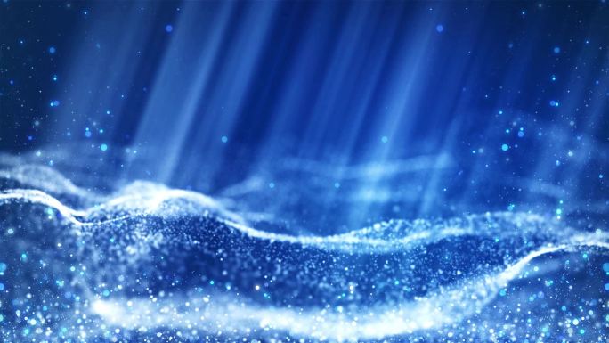 蓝色光芒光线海洋波浪背景