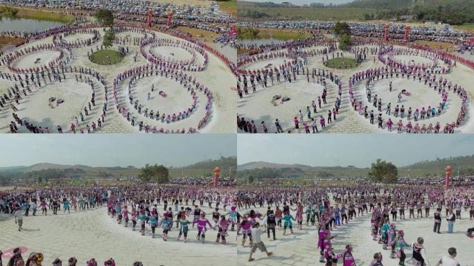民族舞蹈视频彝族火把节大型舞蹈表演现场
